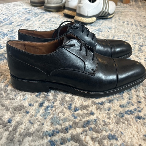 Johnston & Murphy Men’s Black Leather Oxford Cap Toe Dress Shoes size 9.5 - Picture 2 of 6